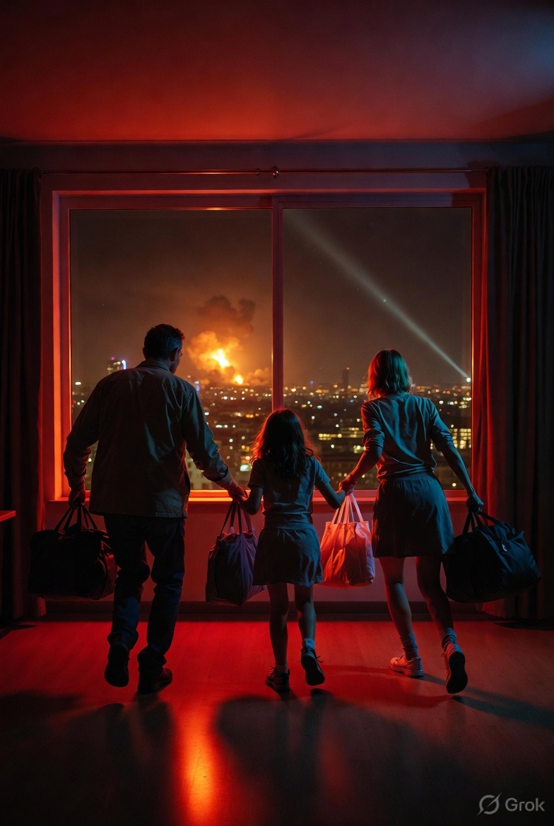 eduflo.in_warzone_toolkit_ch2_1.png Civilian family evacuating home during war outbreak – first 24 to 72 hours survival guide